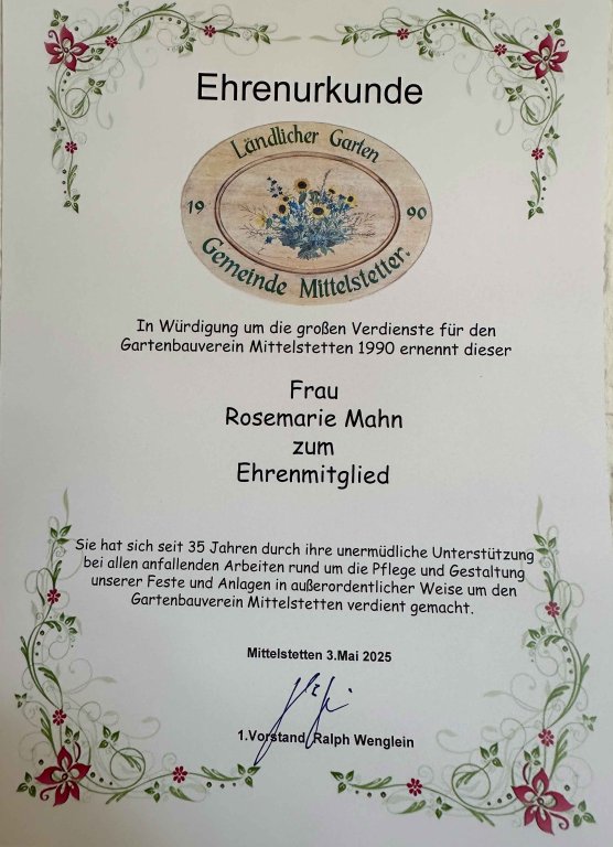 Ehrungsurkunde